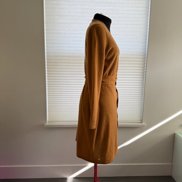 DVF 100% Cashmere Wrap Dress – Honey Brown – Size L - Picture 3 of 7